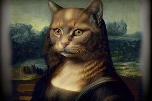 mona Lisa como un gato ilustración generativo ai foto