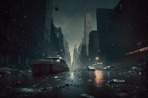 new york city submerged by tons of garbage illustration photo