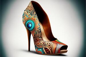 multi cultural concept color women shoes with high heels photo