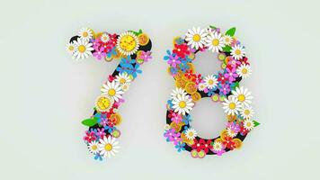 Numerical digit floral animation, 78. video