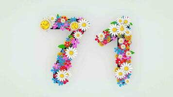 numérico dígito floral animación, 71. video