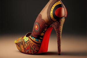 multi cultural concept color women shoes with high heels photo