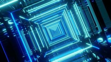 4k slinga animation. ändlös abstrakt trogen tunnel med flerfärgad neon lampor bakgrund video
