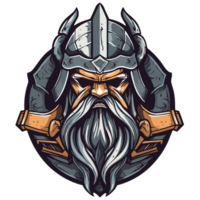 Viking warrior helmet with long beard png