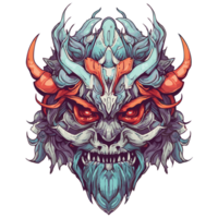 Skull of a demon with horns png