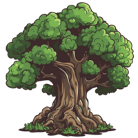 Hand drawn green tree isolated png