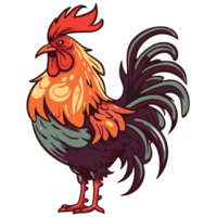 Illustration of rooster in cartoon style png