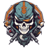 Skull in military design for tshirt png