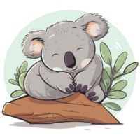 fofa desenho animado coala é sentado em uma árvore ramo png