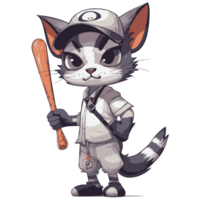 gato es jugando béisbol png