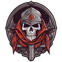 Gothic warrior skull with red bandana png