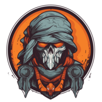 impresionante cráneo símbolo guerrero diseño para camiseta png