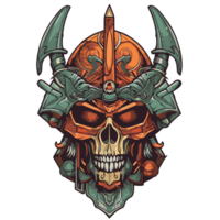 Skull with horns and viking helmet png