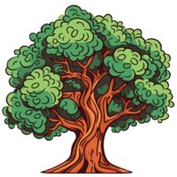 Big tree isolated on transparent background, cartoon style png