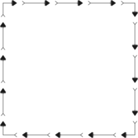 Arrow pattern square frame on transparent background. PNG illustration.