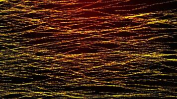 3D abstract digital technology animated orange-yellow light particles on orange gradient background. video