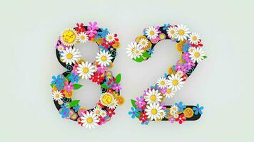 Numerical digit floral animation, 82. video