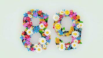 Numerical digit floral animation, 89. video