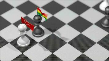 Chess Pawn with country flag, Turkey, Bolivia. video