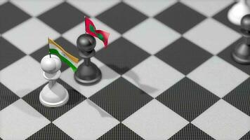 Chess Pawn with country flag, India, Maldives. video