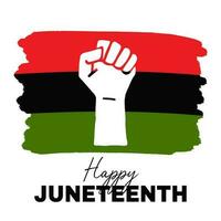 A Clenched Fist Symbolizing Freedom Day and African American Independence Day On Black History Month Flag. Happy Juneteenth. Vector Illustration Isolated On White