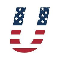 Inglés alfabeto con Estados Unidos bandera.letra tu con americano bandera vector