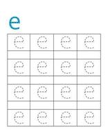 Letter tracing worksheet,e vector