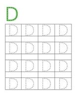 Letter handwriting practice for kids.Dotted alphabet tracing D vector