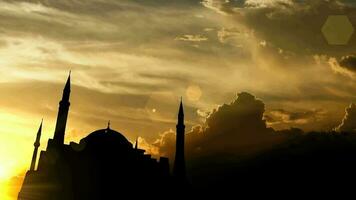 Hagia Sophia, Turkey over sunset, 3d animation. video