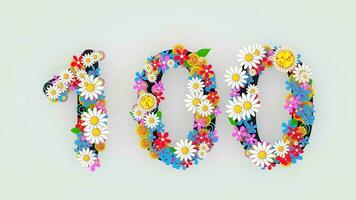 numérico dígito floral animación, 100. video