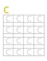 Letter tracing worksheet,c vector