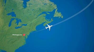 Air travel flying route destination, United States United Kingdom. video