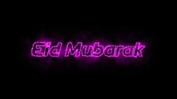 Eid mubarak in wall background with neon animation. Seamless loop video