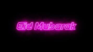 Eid mubarak in wall background with neon animation. Seamless loop video