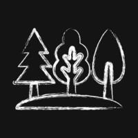 Icon forest. Camping and adventure elements. Icons in chalk style. Good for prints, posters, logo, advertisement, infographics, etc. vector