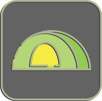 Icon tent. Camping and adventure elements. Icons in embossed style. Good for prints, posters, logo, advertisement, infographics, etc. vector