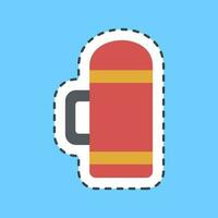 Sticker line cut of thermos. Camping and adventure elements. Good for prints, posters, logo, advertisement, infographics, etc. vector