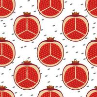 Vector slice of pomegranate fruits seamless pattern