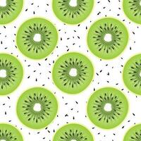 Green kiwi fruits seamless pattern with seed and white background vector