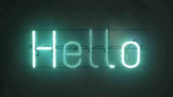 Hello - Neon Light Title Animation on Wall. Great for greeting videos, opening video, Bumper, cinema, digital video, media publishing, film, short movie, etc video