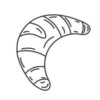 Isolated doodle croissant black and white. Outline vector illustration. Icon sweets concept.