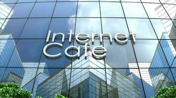 internet cafe glas gebouw bewolkt tijdsverloop. video