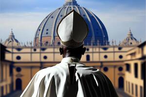 negro papa sólo elegido en Vaticano ilustración generativo ai foto