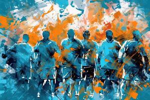 Winning championship of Napoli soccer football club, scudetto celebrating team, fans crowd of supporters illustration photo