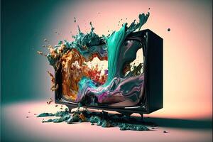 smart holographic 3d television of the future illustration photo