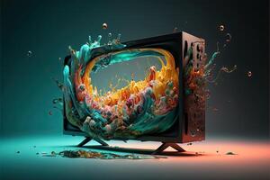 smart holographic 3d television of the future illustration photo