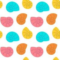 Set of seamless pattern with color shells. vector