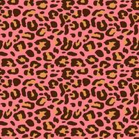 Trendy leopard print vector seamless on pink background. Animal pattern.