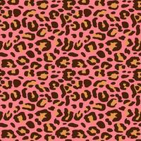 Trendy leopard print vector seamless on pink background. Animal pattern.