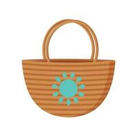 Tote bag, summer beach bag, shopping bag, straw bag. vector